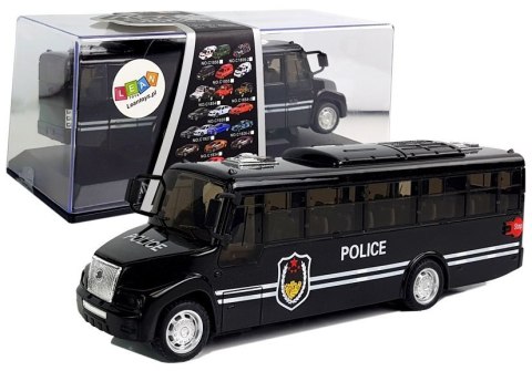 Autobus Policja Czarny z Napędem Frykcyjnym Na Baterie Dźwięk Autobus Policja Czarny z Napędem Frykcyjnym Na Baterie Dźwięk