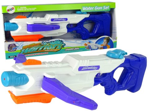 Pistolet na Wodę 1000ml Biało- Niebieski Rozkładane Ramię 60 cm Zasięg 8 m Pistolet na Wodę 1000ml Biało- Niebieski Rozkładane Ramię 60 cm Zasięg 8 m