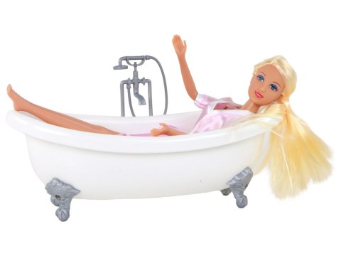 Lalka Dla Dzieci Długie Blond Włosy Szlafrok Różowy Wanna Łazienka Lalka Dla Dzieci Długie Blond Włosy Szlafrok Różowy Wanna Łazienka