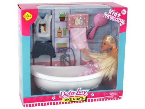 Lalka Dla Dzieci Długie Blond Włosy Szlafrok Różowy Wanna Łazienka Lalka Dla Dzieci Długie Blond Włosy Szlafrok Różowy Wanna Łazienka