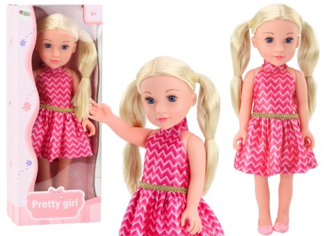 Lalka Różowa Sukienka Kucyki Blond Włosy Duża Laleczka 46cm Lalka Różowa Sukienka Kucyki Blond Włosy Duża Laleczka 46cm
