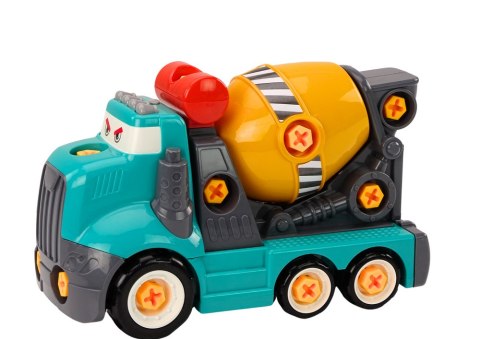 Ciężarówka Betoniarka Kreskówkowa Do Skręcania DIY Turkusowa Ciężarówka Betoniarka Kreskówkowa Do Skręcania DIY Turkusowa