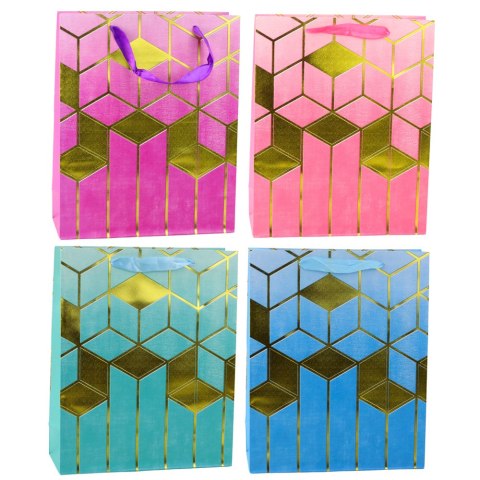 Torba Prezentowa Papierowa Wzory Geometryczne Złote 32 x 26 x 12 cm Torba Prezentowa Papierowa Wzory Geometryczne Złote 32 x 26 x 12 cm