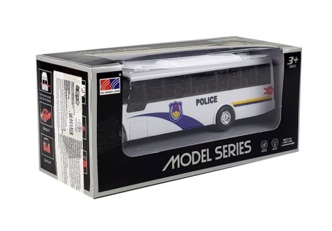 Model Autobusu Bus Policyjny Świeci Biały Model Autobusu Bus Policyjny Świeci Biały